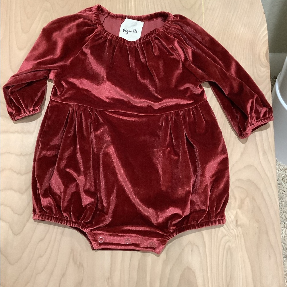Red Velvet Baby Romper